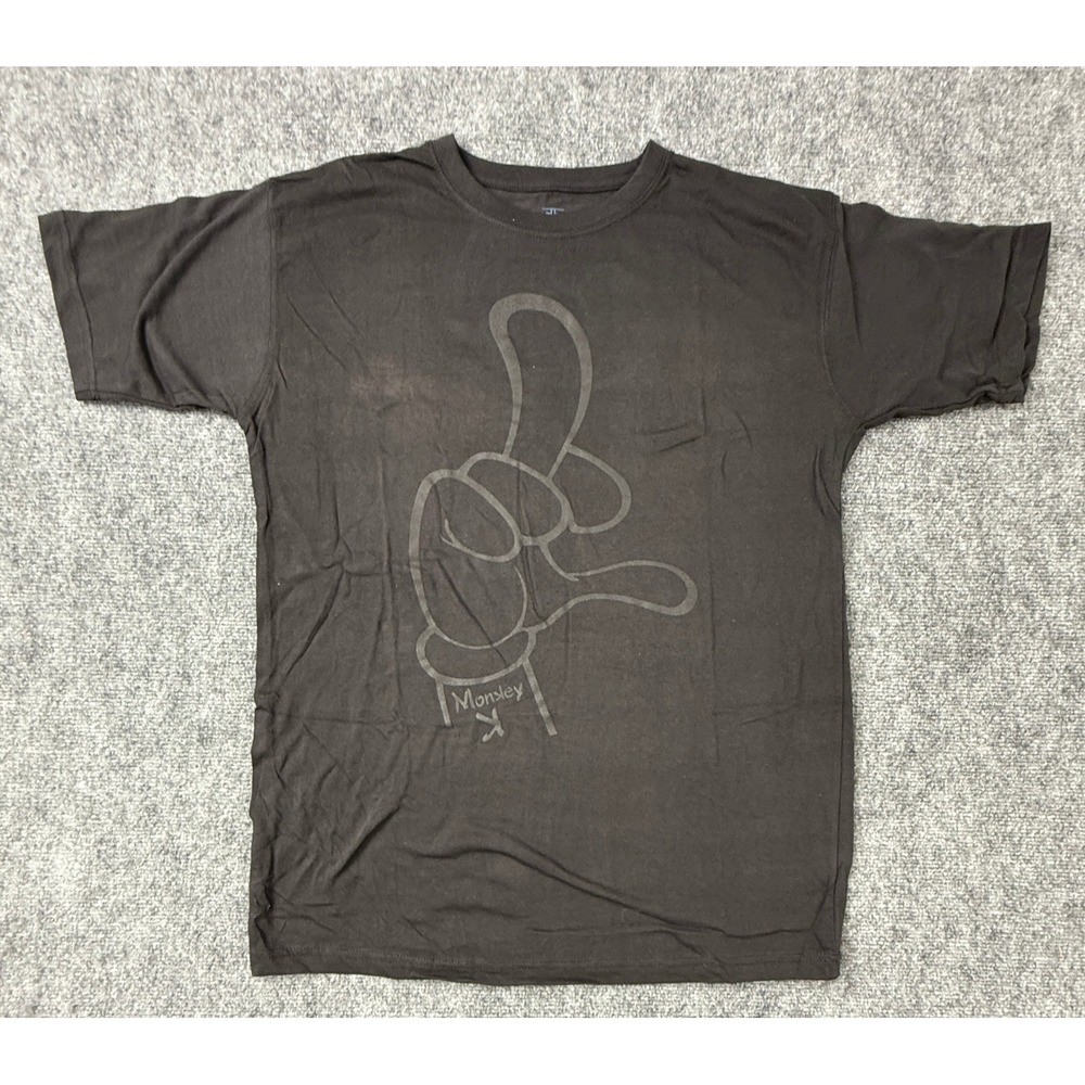 Vintage Jordan Craig Black Graphic T Shirt Mens L Grey Finger Hand Print Cotton